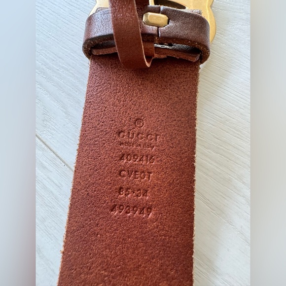 Gucci GG Marmont Brown Leather Wide Belt Size 85 - Picture 4 of 8